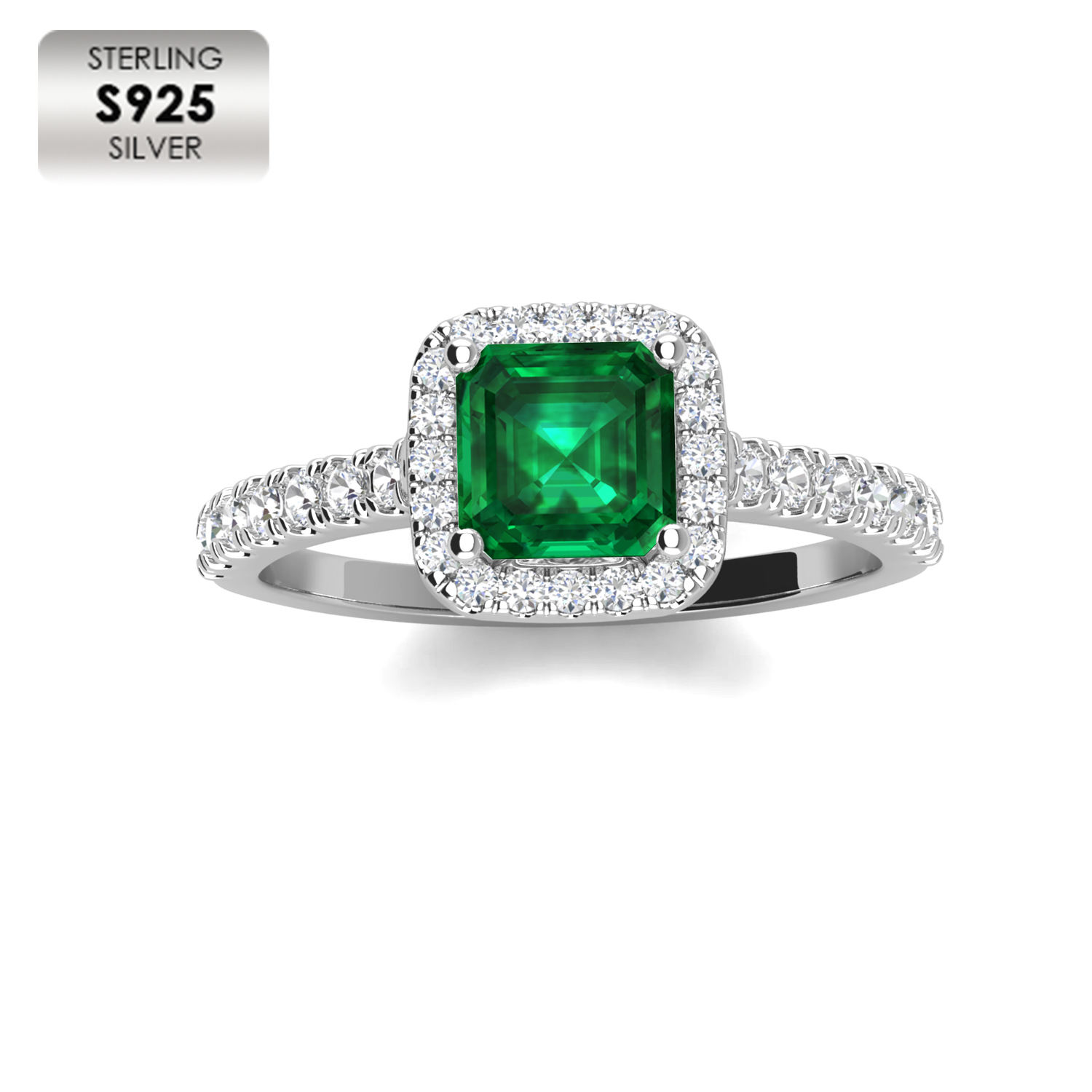 925 Plata 18K Oro blanco plateado anillo de lujo