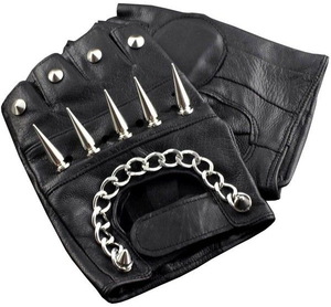 Guantes de Cuero Genuino Vintage de Invierno 2025 con Forro de Lana, Ecológicos, Cálidos y Elegantes con Tachuelas y Cadenas - Product Image 1