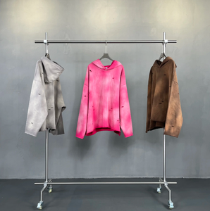 OEM personalizado Vintage Sun Faded Drop Shoulder Sudadera con capucha desgastada de gran tamaño para las mujeres Loose Fit Pullover sudadera Streetwear Casual - Product Image 5