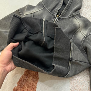 Custom Heavyweight Sweatshirts for Women Street Wear Clothing Acid Wash Boxy Blank Plain <b>Zip</b> <b>up</b> <b>Cropped</b> Hoodie - Product Image 4