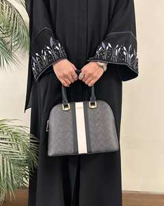 Venta al por mayor de lujo de satén Abaya para adultos pequeñas mujeres diseño personalizado vestido musulmán mangas con volantes estilo Dubái importado Turquía - Product Image 3