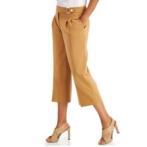 Pantaloni Calvin Klein da Donna, Modello Lussuoso a Gamba Larga, Antirughe, Vita Alta, Stile Elegante da Ufficio, Marrone, Taglia 8 - Product Image 3