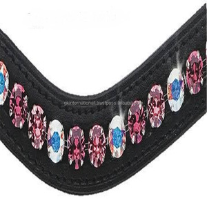 Banda decorativa clásica de una sola fila de cristales AB coloridos, hecha a medida, de cuero, para cejas de caballo, brida a precio mayorista - Product Image 6