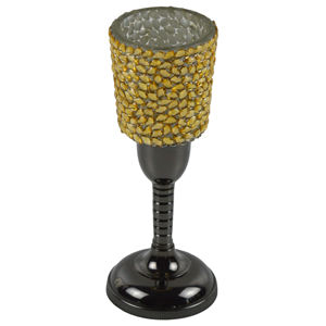 Support de bougie traditionnel avec métal en laiton/verre, idéal pour la maison, la décoration du salon, bougeoir en finition Nickel noir - Product Image 6