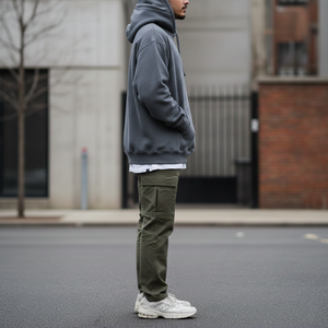 Sudadera con Capucha Gris Pizarra de Estilo Urbano para Hombre, Corte Regular, Impresión Digital de Invierno, Felpa Francesa Ultra Pesada de 360 g/m², con Logotipo Personalizado - Product Image 3