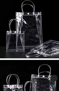 Bolsa de Compras de PVC Transparente con Base Cuadrada, Asas y Botón a Presión, con Logotipo Personalizado Impreso |   Bolsa Impermeable Premium para Ropa - Product Image 4