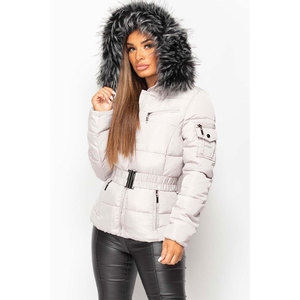 Chaquetas de burbujas hinchadas de satén personalizables para mujer con capucha y cremallera Ropa de invierno transpirable Producto terminado - Product Image 1