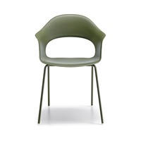 Fauteuil empilable certifié en polymère recyclé, coque en métal peint, structure à 4 pieds, pour intérieur/extérieur, restaurant, café, fabriqué en Italie