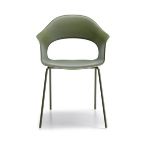 Stackable Armchair Certified Recycled Polymer <b>Shell</b> Painted Metal 4-Leg Frame Indoor Outdoor Restaurant Cafe <b>Chair</b> Made in Italy - Product Image 5