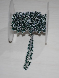 Chaîne de chapelet de perles Hydro de quartz vert enveloppée de fil plaqué argent de qualité supérieure, chaîne de perles de chapelet épais pour la recherche de bijoux - Product Image 5