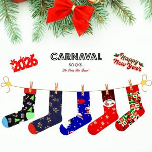 Unisex 5-Piece Christmas Themed Colorful <b>Sock</b> Set Breathable Daily Use <b>Socks</b> in a Merry Christmas <b>Box</b> Daily Wear or Gift - Product Image 2