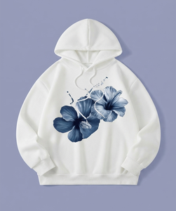 ผู้ผลิต OEM ODM เสื้อฮู้ดดี้สไตล์มินิมอลสำหรับผู้หญิง พิมพ์ลายกราฟิกผีเสื้อ ผ้าฟลีซบุขนนุ่ม สวมใส่สบาย สไตล์สตรีทแฟชั่น - Product Image 3