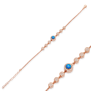 Bracelet à breloques en forme de pierre de zircon bleu design, brillant, fait à la main en Turquie, en argent sterling 925, cadeau de fête - Product Image 3