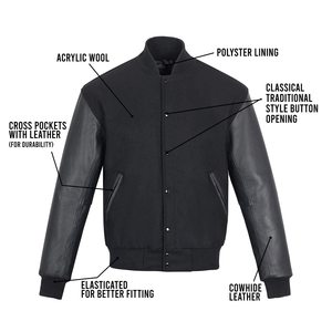 Écusson de broderie personnalisé OEM pour hommes Veste universitaire de baseball Tendance décontractée Veste de baseball ample pour hommes Expédition DDP - Product Image 6