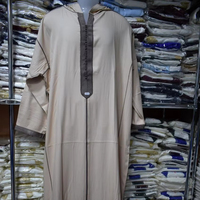 Robe à capuche marocaine en lin respirant pour l'hiver, longueur cheville, décontractée, personnalisable ODM, prête à porter, manches trois-quarts, homme XS
