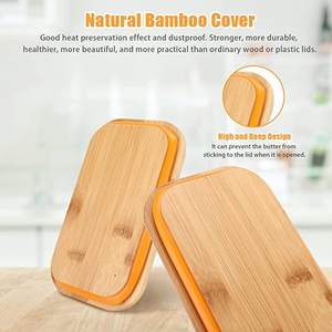 Récipient de stockage de beurre d'ustensiles de cuisine avec la boîte d'acier inoxydable de couteau avec la forme supérieure en bois de rectangle bien polie - Product Image 4
