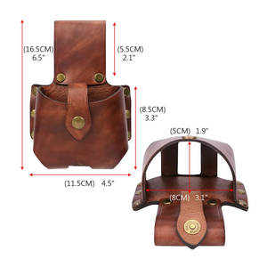 OEM High Quality Genuine Cowhide Leather Tape Measure Holder Vintage Brown Tool <b>Holster</b> Belt Loop Pouch Magnetic Closure - Product Image 2