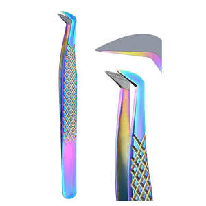 Pinzas de pestañas de Punta puntiaguda inclinada Pinzas de acero inoxidable para extensión de pestañas a la venta - Product Image 1