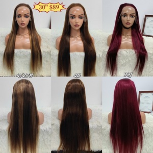 Letsfly Promotion à 48 $ Cheveux humains longs de 22 à 36 pouces Cheveux vierges bruts brésiliens Brun clair pour perruques en dentelle pleine dentelle pour femmes Vente en gros - Product Image 2