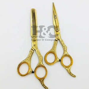 New Golden Scissors Straight Sharp Stainless Steel Hair Cutting Thinning Scissors <b>Set</b> Gold <b>Barber</b> Shears Beauty Scissors - Product Image 2