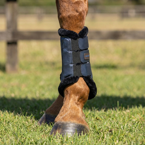 Bottes de protection pour chevaux en tissu maillé de couleur personnalisable Doublure en fausse fourrure douce Bottes de sport de haute qualité pour l'entraînement - Product Image 2