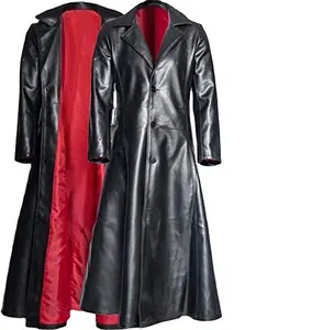 नई Fahion प्लस आकार लंबे चमड़े के कोट के लिए Mens और महिला रेट्रो चमड़े विंटेज लंबे कोट खाई गोथिक जैकेट ओवरकोट