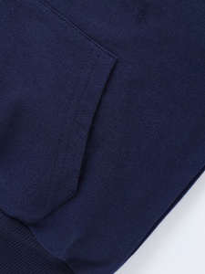 Sweat-shirt à capuche unisexe bleu marine 100% coton French Terry décontracté à fermeture éclair coupe classique avec poche pour l'automne - Product Image 4