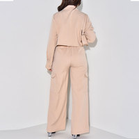 Ensemble short à capuche et pantalon de survêtement évasé à motif uni avec fermeture éclair et poches latérales pour femme, style streetwear écologique et respirant