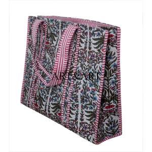 Bolsa de Mano Acolchada Ligera Hecha a Mano con Cierre, Moderna, Elegante, con Estampado de Bloques, Bolsillos Prácticos para Mujer - Product Image 5