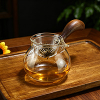 Infuseur à thé en verre avec poignée en bois de 500 ml, filtre intégré, tasse à café en verre soufflé à la main, tasse à café turque, idéal pour la maison et le travail