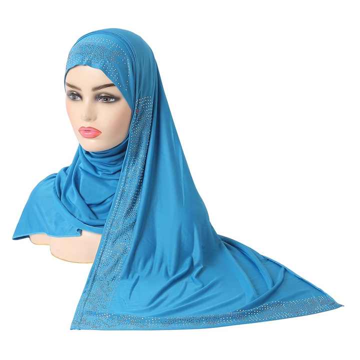 Hijab Abays With Lace Breathable Islamic Dubai Style Long Instant Headscarf,suitable for Festival and Praying 1pc