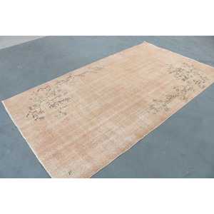 5x8.8 ft Rug, Vintage Turkish Rug, <b>Brown</b> <b>Wool</b> Rug - Product Image 2