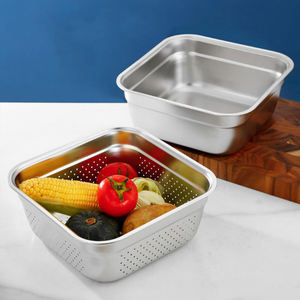 चावल सब्जियों के लिए स्टेनलेस स्टील वर्ग बेसिन ड्रेन ड्रेन क्रशर रसोई का कॉंडर सेट - Product Image 5