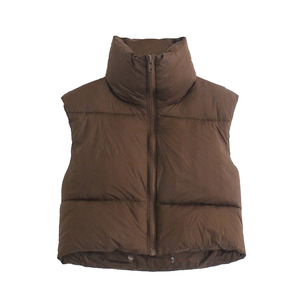 Veste en duvet avec logo personnalisé OEM pour femmes Gilet d'hiver de mode courte avec fermeture à glissière Caractéristique coupe-vent de style décontracté - Product Image 1