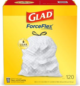 ถุงขยะ Glad Trash Bags แบบมีเชือกผูก สำหรับครัว ขนาด 13 แกลลอน สีขาว สำหรับถังขยะในครัว ไม่มีกลิ่น จำนวน 120 ใบ - Product Image 6
