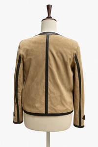 MEN'S CROSSROAD GOAT SUEDE CUROL & BROWN Motorcycle <b>Jacket</b> Celebrity Inspired Casual Outerwear Stand Collar Winter Front Logo - Product Image 4