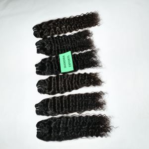 Indien brut pour les femmes noires machine double trame cheveux couleur noire naturelle faisceaux bouclés temple extensions de cheveux humains - Product Image 3