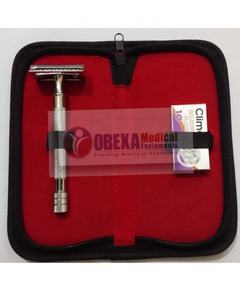 Afeitadora de Seguridad Obexa de Doble Filo con Hoja de Acero Inoxidable Resistente y Mango de Latón para Uso Facial - Product Image 1