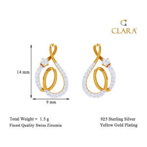 NOVAMART Fine Flavia 925 Sterling <b>Silver</b> <b>Stud</b> <b>Earrings</b> Screw Back Water Drop Shape Rose Gold 18K Trendy Diamond Sapphire Jewelry - Product Image 3