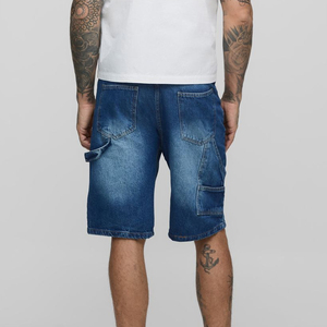 High quality Casual Vintage <b>Men's</b> Denim jorts custom Embroidered logo Dark Jean Mid-Waist <b>Knee</b> <b>length</b> hip hop <b>men's</b> <b>shorts</b> - Product Image 5
