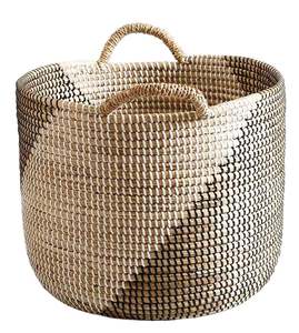 Panier en jonc de mer tissé à la main, panier de rangement polyvalent, accessoire d'organisation de la maison très esthétique, disponible en gros. - Product Image 2
