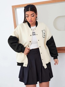 New Arrival Women's <b>Jacket</b> Custom Made Patchwork Full Button Up Fashionable Women's Varsity <b>Jacket</b> - Product Image 3