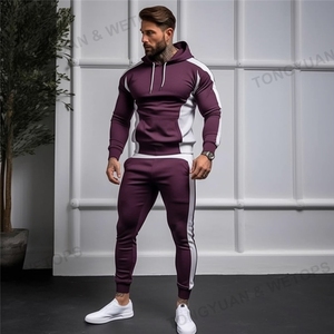 Survêtement élégant en coton pour homme 100% pull et pantalon en coton tenue deux pièces tissu confortable et respirant - Product Image 3