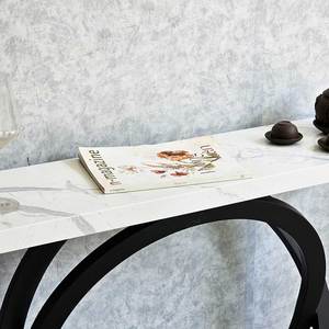 Contemporary Luxury Modern Living Room <b>Entry</b> <b>Console</b> <b>Table</b> with Stone Top and Iron Frame - Product Image 4