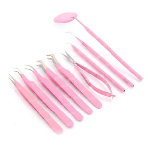 Espejo de Color Rosa Pretty Baby con mango largo para extensión de pestañas, espejo de pestañas con logotipo personalizado con pinzas y tijera - Product Image 5
