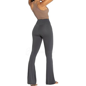 Pantalones acampanados rectos de cintura media XL para mujer, de punto de algodón/poliéster, cómodos, informales, de secado rápido, para invierno, ropa de calle, pantalones planos - Product Image 6