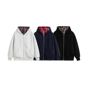 Sweat à capuche réversible unisexe en coton 100% de haute qualité, style Y2K, à carreaux, décontracté, pour l'hiver - Product Image 1