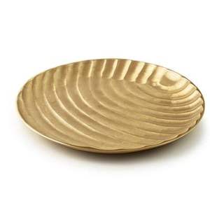 Bandeja de Servicio Premium Color Oro Champán |   Bandeja Decorativa Redonda de Metal Mate Texturizado para Centro de Mesa, para Sala de Estar y Servir - Product Image 3