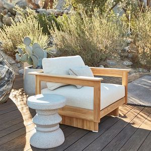 Chaise longue en teck sièges profonds pour meubles de jardin - Product Image 1