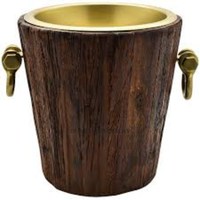 Cuvette de boisson de seau à glace plaquée or de haute qualité en métal de qualité supérieure avec des accessoires de Barware d'aspect attrayant couverts en bois